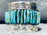 158 Grams 7 Inch Wrist Native American Navajo Turquoise Inlay Sterling Silver Bracelet-Nativo Arts
