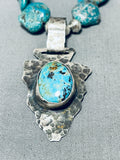 Fascinating Vintage Native American Navajo Turquoise Sterling Silver Arrowhead Necklace-Nativo Arts