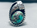 21 Grams Heavy Vintage Native American Navajo Turquoise Sterling Silver Ring Old-Nativo Arts