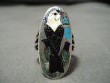 Important Zuni Bird Inlayer Sterling Silver Native American Ring-Nativo Arts