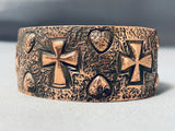 Dynamic Native American Navajo Signed Ron Willie Copper Bracelet-Nativo Arts