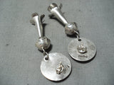 Unique Vintage Navajo Native American Sterling Silver Squash Blossom Earrings-Nativo Arts