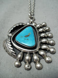 Native American Important Sam Lovato Vintage Santo Domingo Turquoise Sterling Silver Necklace-Nativo Arts