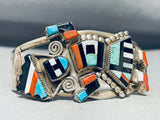 Mind Boggling Vintage Native American Zuni Turquoise Inlay Sterling Silver Bracelet-Nativo Arts