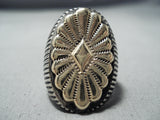 Huge Men's Heavy Vintage Native American Navajo 14k Gold Sterling Silver Ring-Nativo Arts