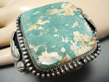 Huge Rare Squared Royston Turquoise Vintage Native American Navajo Sterling Silver Bracelet-Nativo Arts