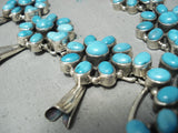 Beautiful Vintage Native American Navajo Blue Turquoise Sterling Silver Squash Blossom Necklace-Nativo Arts