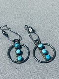 Wonderful Vintage Native American Zuni Blue Gem Turquoise Sterling Silver Earrings-Nativo Arts