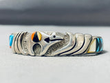 Dynamic Vintage Native American Zuni Turquoise Sterling Silver Bear Bracelet-Nativo Arts