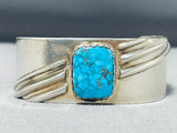 Rare Turquoise Vintage Native American Navajo Red Mountain Turquoise Sterling Silver Bracelet-Nativo Arts