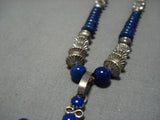 Magnificent Vintage Native American Navajo Lapis Lin Johnson Sterling Silver Necklace-Nativo Arts