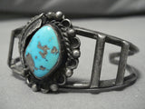 Stunning Vintage Native American Navajo Old Morenci Turquoise Sterling Silver Bracelet Cuff-Nativo Arts