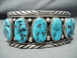 Amazing Vintage Native American Navajo Kingman Turquoise Sterling Silver Bracelet Old-Nativo Arts