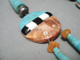 Museum Vintage Santo Domingo Native American Navajo #8 Turquoise Sterling Silver Necklace-Nativo Arts