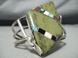 Gaint Vintage Native American Zuni Turquoise Signed Sterling Silver Turquoise Bracelet-Nativo Arts