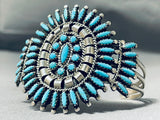 Tremendous Vintage Native American Navajo Turquoise Cluster Sterling Silver Bracelet-Nativo Arts