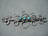 Spectacular Vintage Navajo Native American Turquoise Sterling Silver Pin Old-Nativo Arts