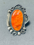 Huge Signed Vintage Native American Navajo Spiny Oster Sterling Silver Ring-Nativo Arts