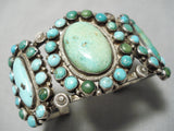 One Of The Best Vintage Native American Navajo Turquoise Sterling Silver Cluster Bracelet-Nativo Arts