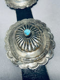 Authentic Hand Wrought Sterling Silver Vintage Native American Navajo Turquoise Concho Belt-Nativo Arts