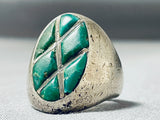 Huge Heavy Vintage Native American Navajo Cerrillos Turquoise Sterling Silver Ring-Nativo Arts
