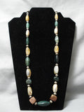 Huge Vintage Native American Navajo Hand Wrought Sterling Silver Bead Necklace Old-Nativo Arts