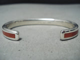 Beautiful Zuni Coral Sterling Silver Bracelet Native American-Nativo Arts