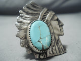 Big Chief #8 Turquoise Mine Sterling Silver Ring Native American-Nativo Arts