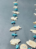 One Of The Most Intricately Hand Carved Vintage Native American Zuni Turquoise Necklace-Nativo Arts