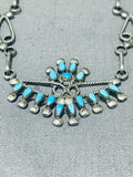 Gorgeous Vintage Native American Zuni Turquoise Sterling Silver Necklace Old-Nativo Arts