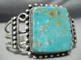 Dynamite Vintage Native American Navajo Squared Royston Turquoise Sterling Silver Bracelet-Nativo Arts