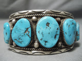 Tremendous Vintage Native American Navajo Traditional Turquoise Sterling Silver Bracelet-Nativo Arts