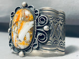 One Of The Most Unique Orange Agate Vintate Native American Navajo Sterling Silver Bracelet-Nativo Arts