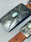 Very Rare Starbursting Vintage Native American Navajo Turquoise Sterling Silver Concho Belt-Nativo Arts