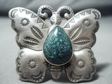 Exceptional San Felipe Spiderweb Turquoise Sterling Silver Butterfly Ring-Nativo Arts
