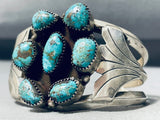 Signed Morenci Turquoise Vintage Native American Navajo Turquoise Sterling Silver Bracelet-Nativo Arts