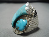 Incredible Vintage Native American Navajo Fred Platero Sterling Silver Turquoise Ring Old-Nativo Arts