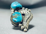 Tremdendous Vintage Native American Navajo Kingman Turquoise Sterling Silver Ring-Nativo Arts