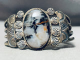 Master Of Silver Work Vintage Native American Navajo Petrified Wood Sterling Bracelet-Nativo Arts