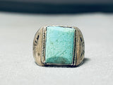 Sensational Vintage Native American Navajo Green Turquoise Sterling Silver Ring-Nativo Arts