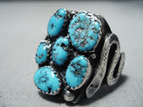 Unforgettable Vintage Native American Navajo Kingman Turquoise Stering Silver Ring Old-Nativo Arts