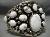 One Of The Best Vintage Native American Navajo White Buffalo Turquoise Sterling Silver Bracelet-Nativo Arts