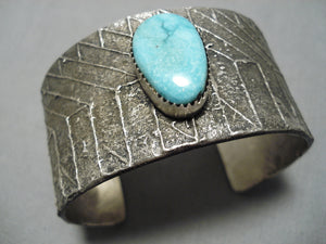 Quality Casted Carico Lake Turquoise Sterling Silver Bracelet Old-Nativo Arts