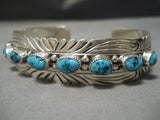 Fabulous Vintage Native American Navajo Blue Turquoise Sterling Silver Bracelet Cuff-Nativo Arts