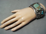 Tremendous Navajo Native American 8 Turquoise Coral Sterling Silver Bracelet-Nativo Arts