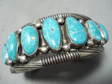 Very Rare Vintage Native American Navajo Wylie Turquoise Sterling Silver Bracelet Old-Nativo Arts