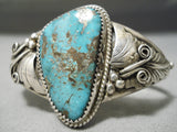 Superior Vintage Native American Navajo Old Persin Turquoise Sterling Silver Bracelet Old-Nativo Arts