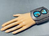 Best Vintage Native American Navajo Morenci Turquoise Sterling Silver 2 Stone Bracelet-Nativo Arts