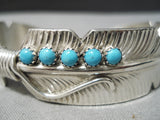 Detailed!! Vintage Native American Navajo Hand Carved Sterling Silver Turquoise Bracelet-Nativo Arts