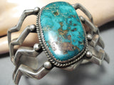 Very Rare Vintage Native American Navajo Green Bisbee Turquoise Sterling Silver Bracelet-Nativo Arts
